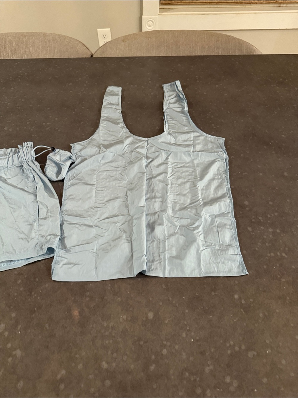 Vanilla Star Light Blue Athletic Drawstring Shorts+Tank top matching set